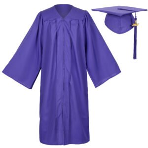 Unisex Matte Graduation Gown and Cap Set with Tassel Purple