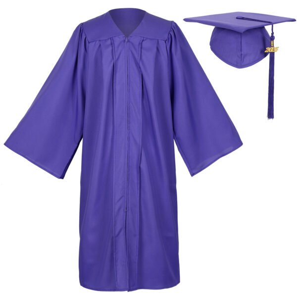 Unisex Matte Graduation Gown and Cap Set with Tassel Purple