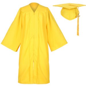 Unisex Matte Graduation Gown and Cap Set with Tassel Gold