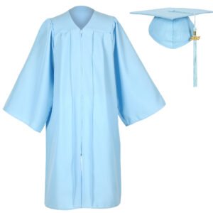 Unisex Matte Graduation Gown and Cap Set with Tassel Sky Blue
