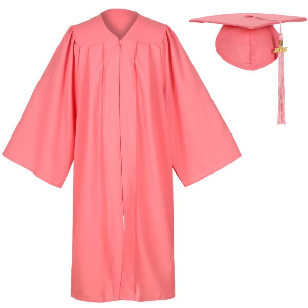 Unisex Matte Graduation Gown and Cap Set with Tassel Pink