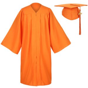 Unisex Matte Graduation Gown and Cap Set with Tassel Orange