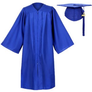 Unisex Matte Graduation Gown and Cap Set with Tassel Royal Blue