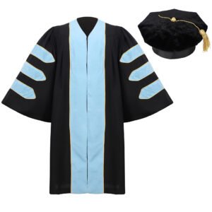 Gradwow Deluxe Doctoral Graduation Tam and Gown Sky Blue
