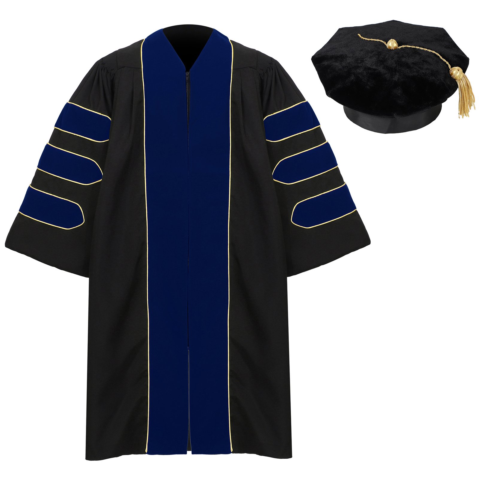 Gradwow Deluxe Doctoral Graduation Tam and Gown Royal Blue