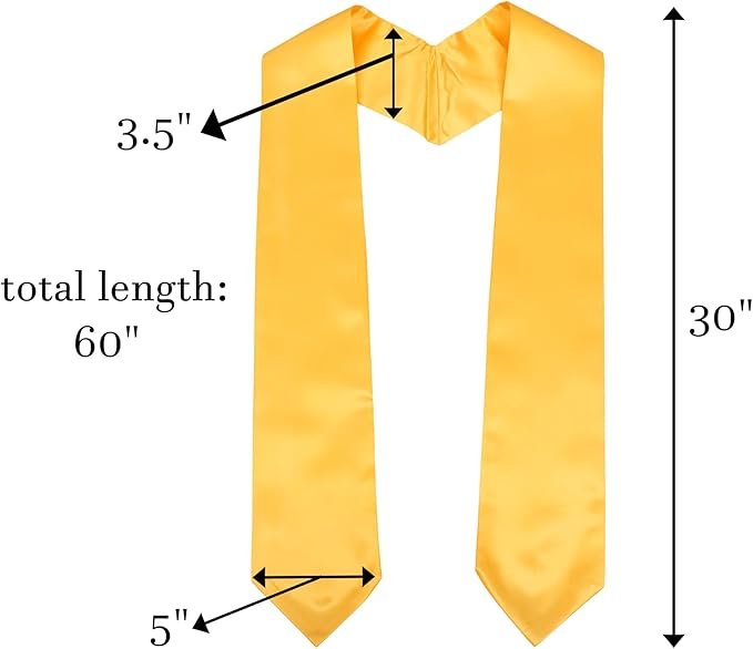 Unisex Adult Plain Graduation Stole 60" Long - Image 2