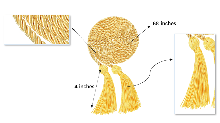 2Pcs Graduation Solid Braided Honor Cords with Tassel 68" Long - Image 2