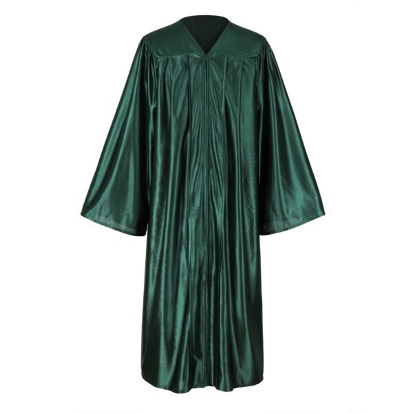 Unisex Shiny Graduation Gown and Cap Set with Tassel  Forest Green - Image 2