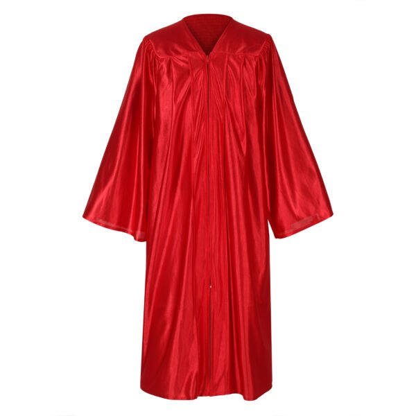 Unisex Shiny Graduation Gown and Cap Set with Tassel Red - Image 3