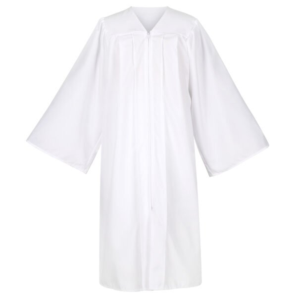 Unisex Matte Graduation Gown and Cap Set with Tassel White - Image 2