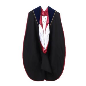 Gradwow Deluxe Unisex Doctoral Hood with Gold Piping Royal Royal Blue/Maroon/White