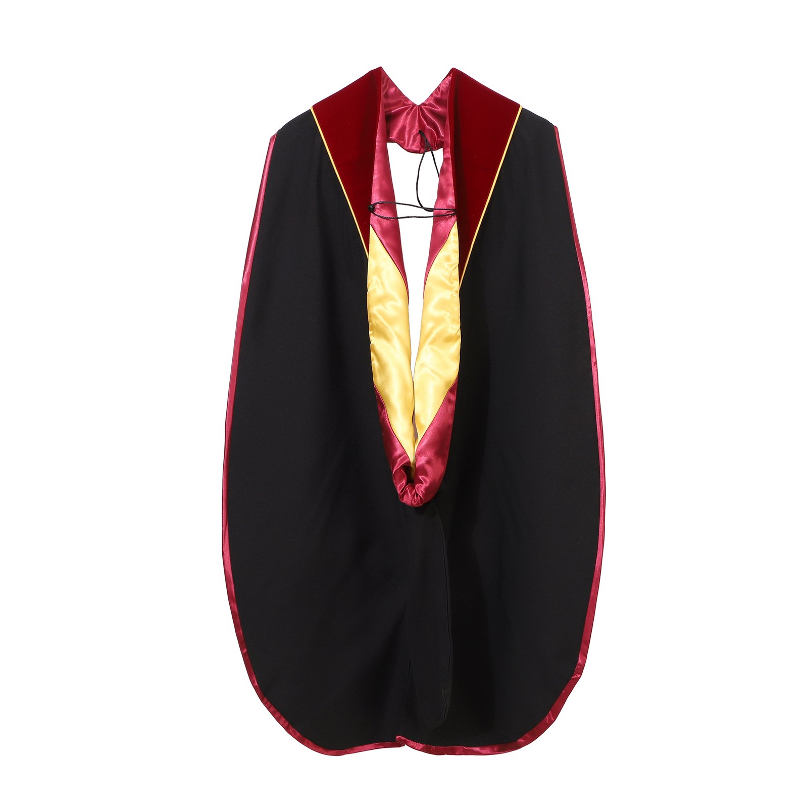 Gradwow Deluxe Unisex Doctoral Hood with Gold Piping Maroon/Maroon/Gold