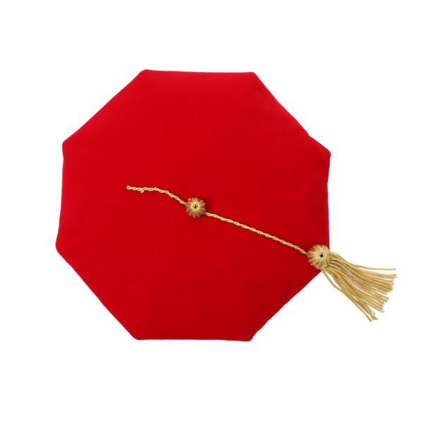 Doctoral Graduation Tam 8-Sided Velvet with Gold Bullion Tassel Red - Image 3
