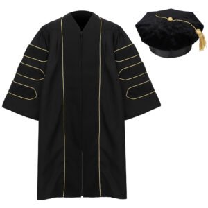 Gradwow Deluxe Doctoral Graduation Tam and Gown Black