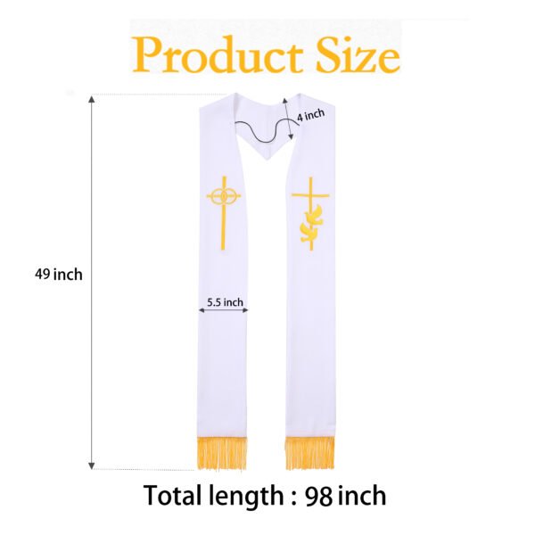 Adult Embroidery Clergy Cross Stole for Church Traditional Wedding Pastor Stole - Image 2