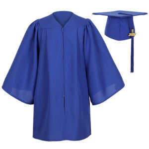 Matte Kindergarten Preschool Graduation Gown and Cap Set with Year Tassel Royal Blue