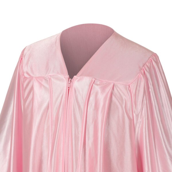 Unisex Shiny Graduation Gown and Cap Set with Tassel Pink - Image 4