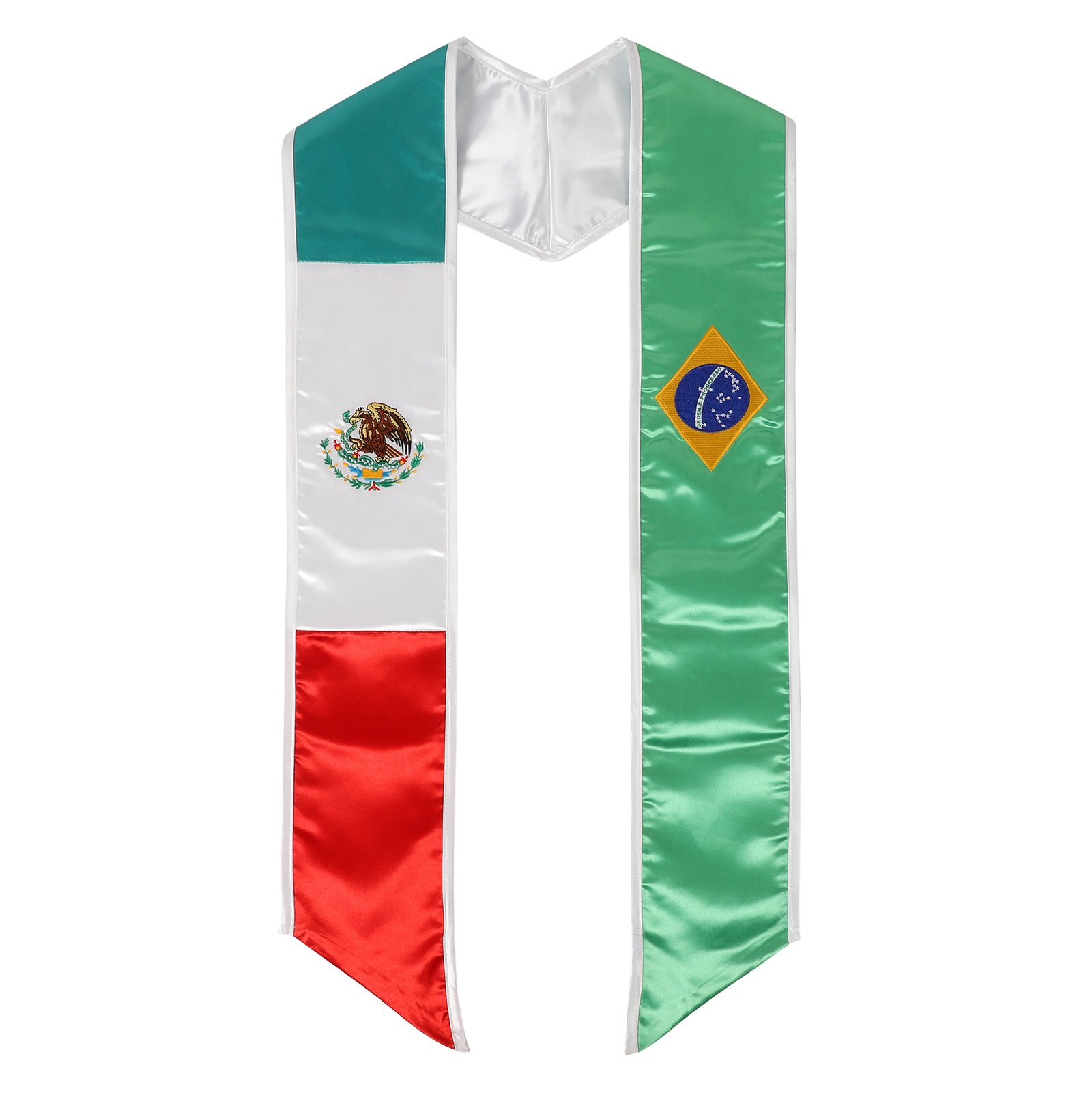 Graduation Stole Country Flag Embroidered Sash for International Students 72” Long