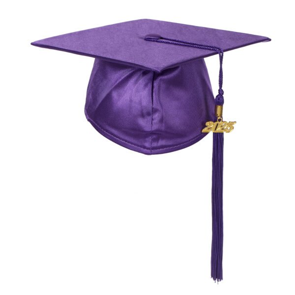 Unisex Shiny Graduation Gown and Cap Set with Tassel Purple - Image 4
