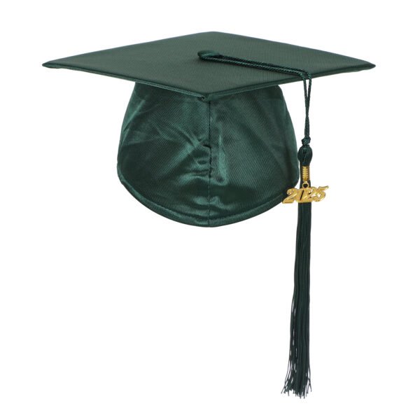Unisex Shiny Graduation Gown and Cap Set with Tassel  Forest Green - Image 4