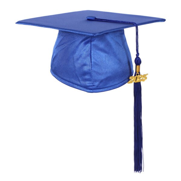 Unisex Shiny Graduation Gown and Cap Set with Tassel Royal Blue - Image 4