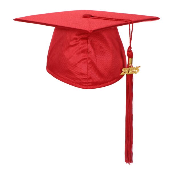 Unisex Shiny Graduation Gown and Cap Set with Tassel Red - Image 4