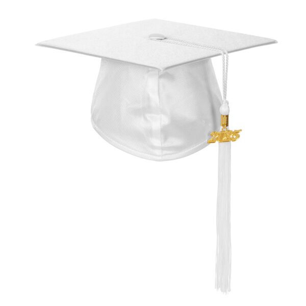 Unisex Shiny Graduation Gown and Cap Set with Tassel White - Image 4