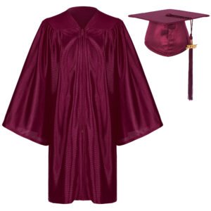 Shiny Preschool Kindergarten Graduation Cap Gown with Year Tassel Package Maroon