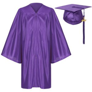 Shiny Preschool Kindergarten Graduation Cap Gown with Year Tassel Package Purple