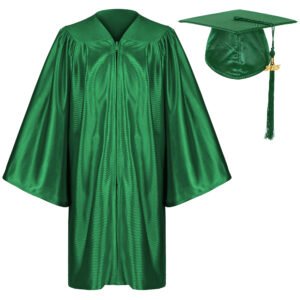 Shiny Preschool Kindergarten Graduation Cap Gown with Year Tassel Package Forest Green