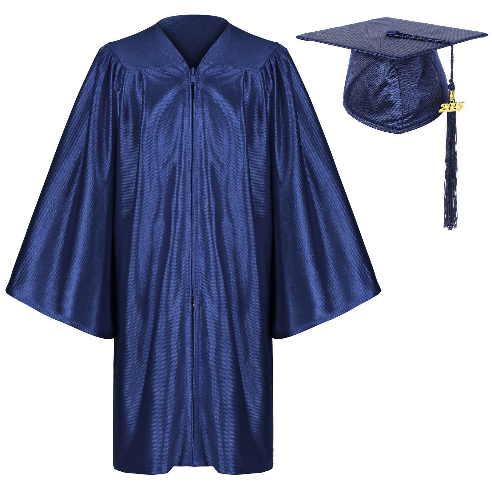 Shiny Preschool Kindergarten Graduation Cap Gown with Year Tassel Package Navy Blue