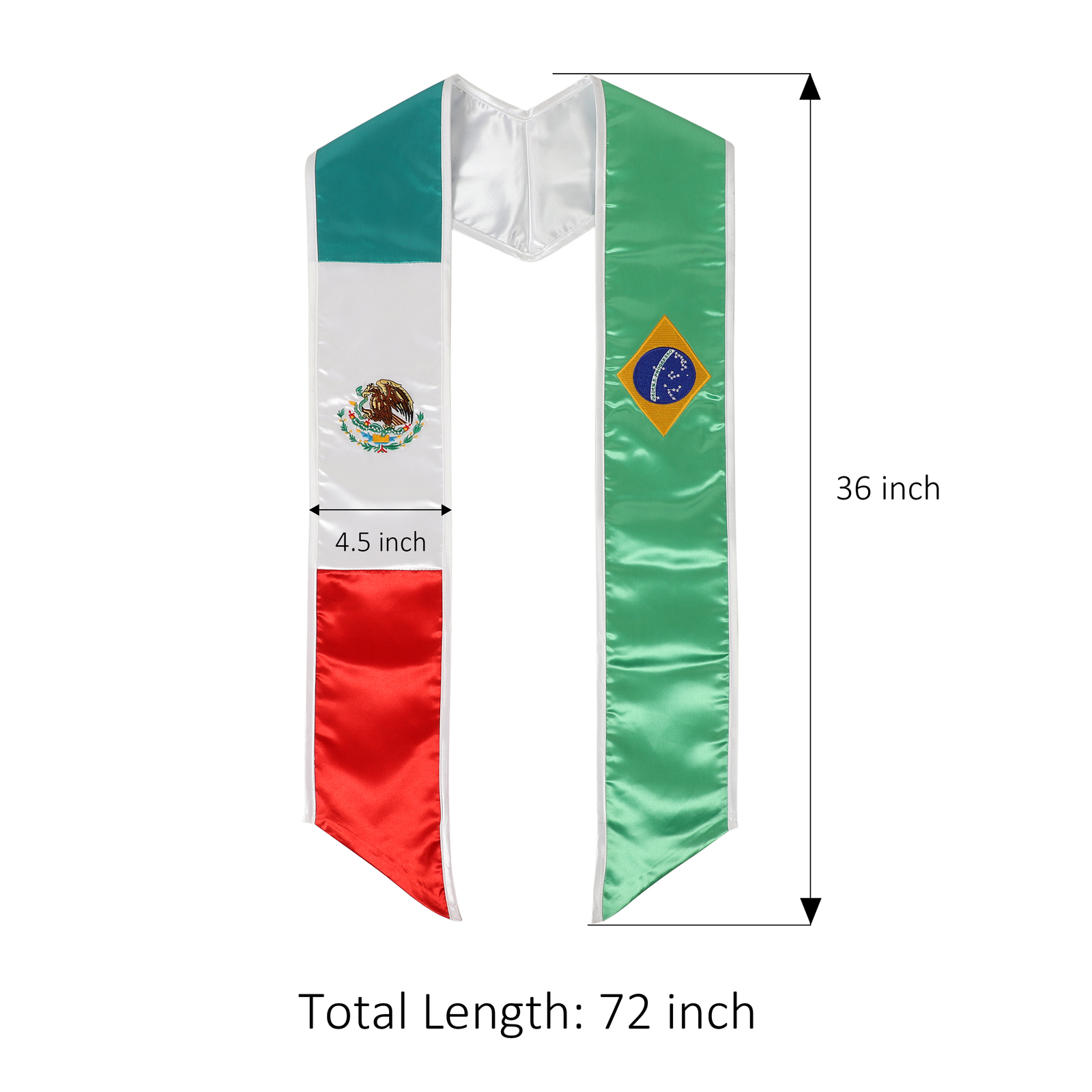 Graduation Stole Country Flag Embroidered Sash for International Students 72” Long - Image 2